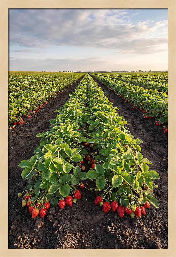 Farm Strawberry Rows