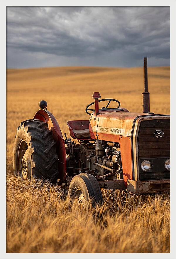 Farm Tractor In Golden Wheat