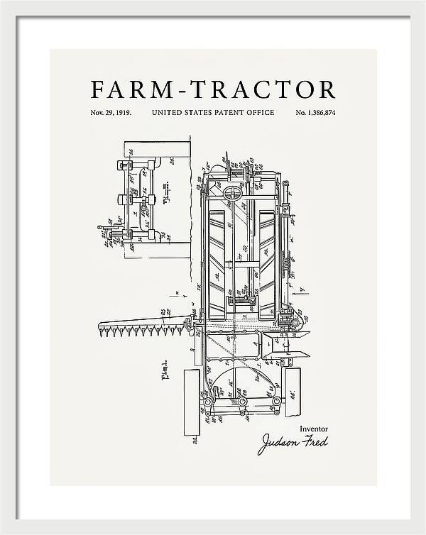 Farm Tractor Minimalist Patent Us1386874a