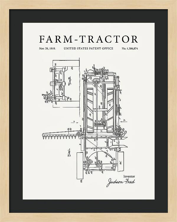 Farm Tractor Minimalist Patent Us1386874a