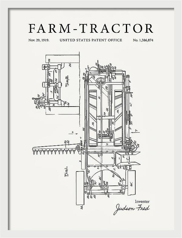 Farm Tractor Minimalist Patent Us1386874a