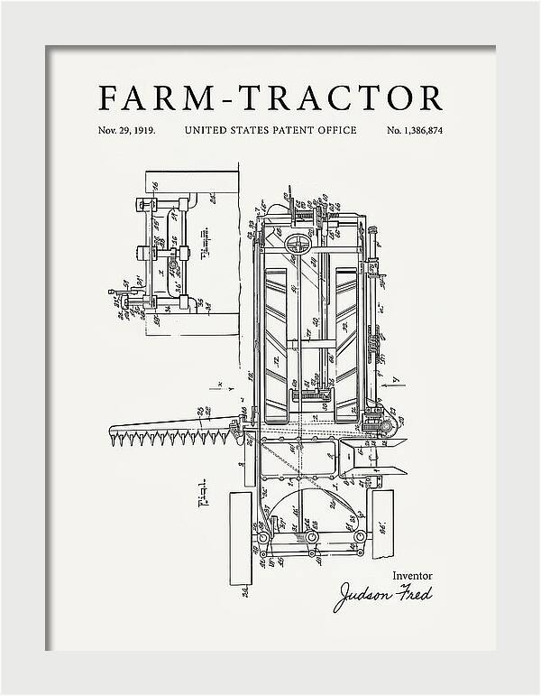 Farm Tractor Minimalist Patent Us1386874a