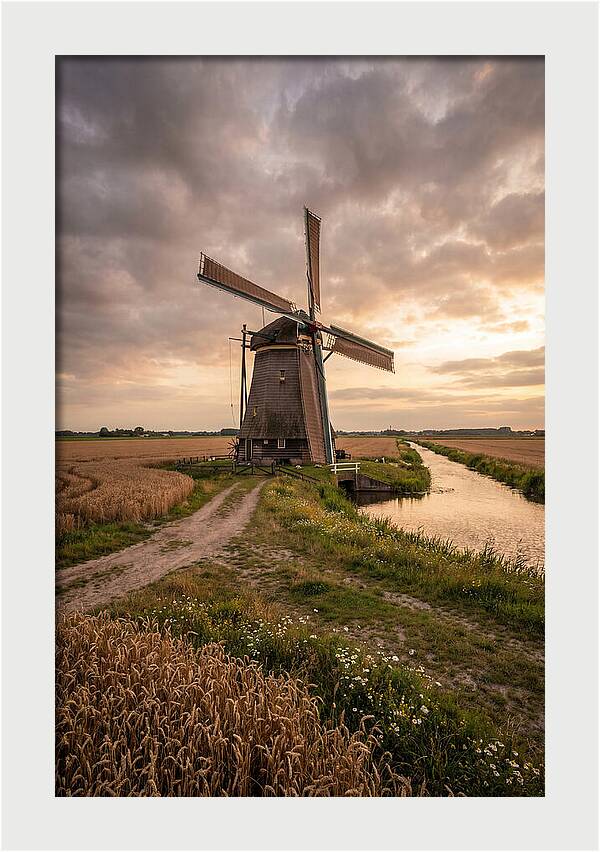 Farm Windmill At Dusk