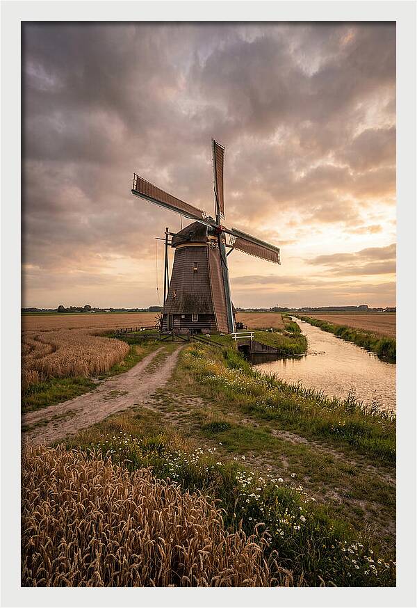 Farm Windmill At Dusk