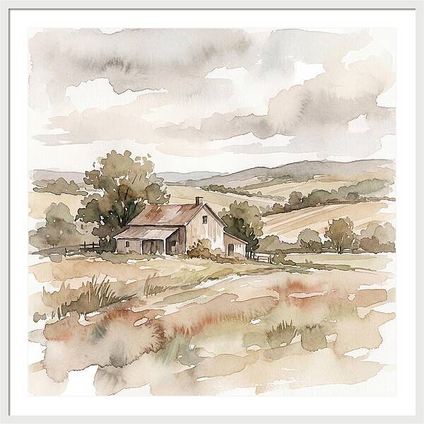 Farmhouse Serenity In Watercolor