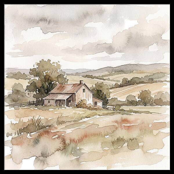 Farmhouse Serenity In Watercolor