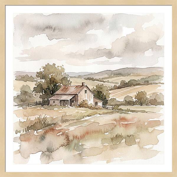 Farmhouse Serenity In Watercolor
