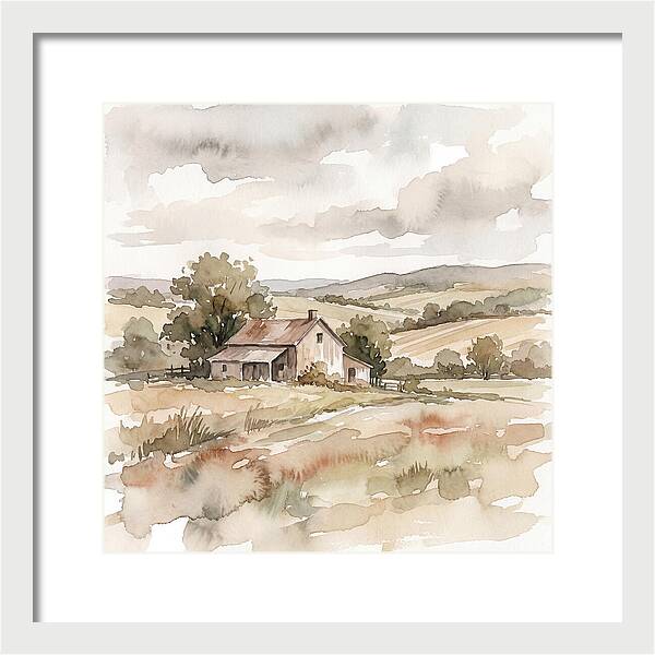 Farmhouse Serenity In Watercolor