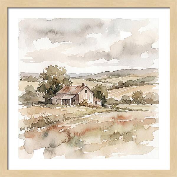 Farmhouse Serenity In Watercolor