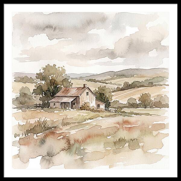 Farmhouse Serenity In Watercolor