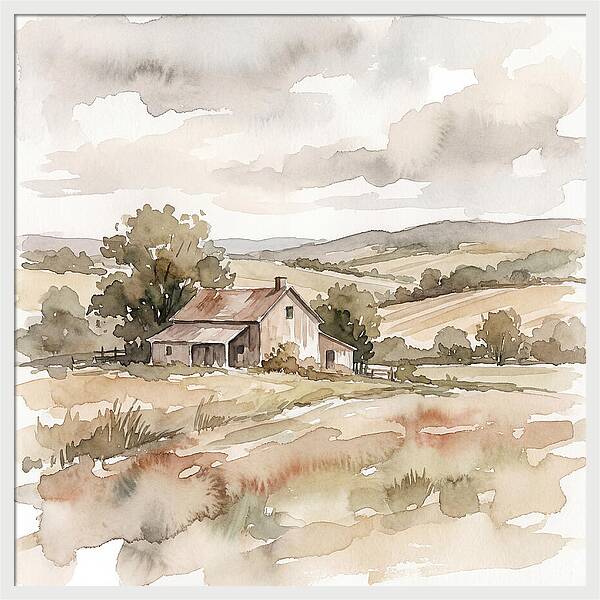 Farmhouse Serenity In Watercolor