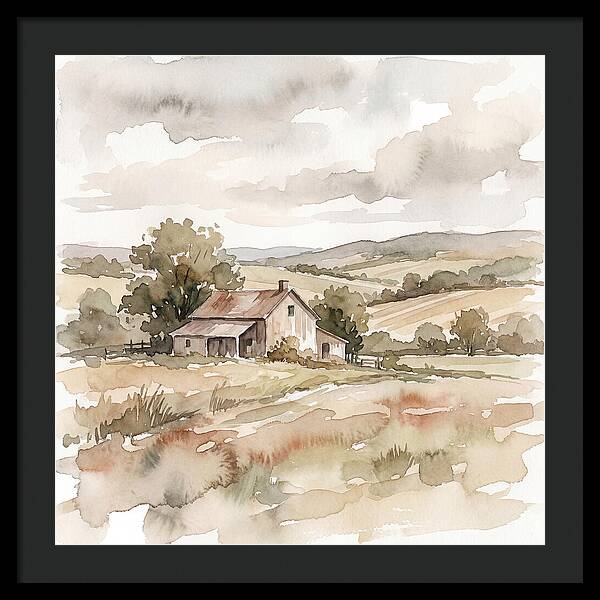 Farmhouse Serenity In Watercolor