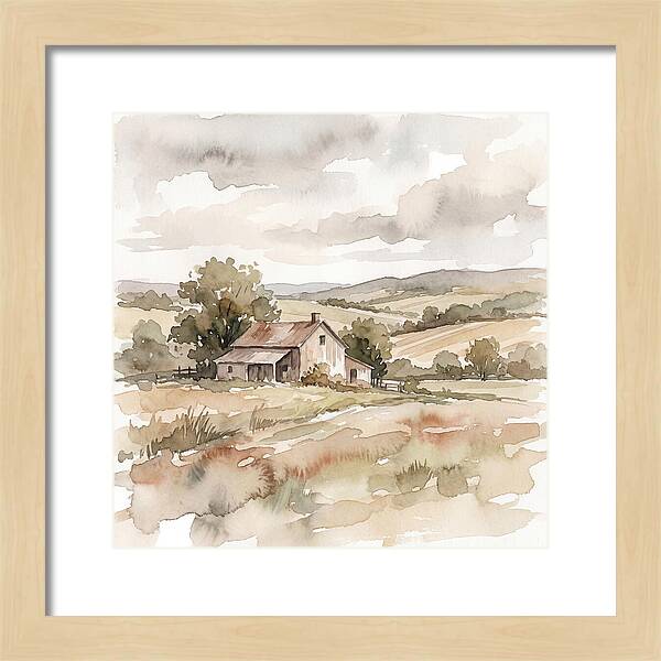 Farmhouse Serenity In Watercolor