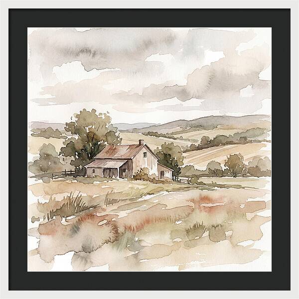 Farmhouse Serenity In Watercolor