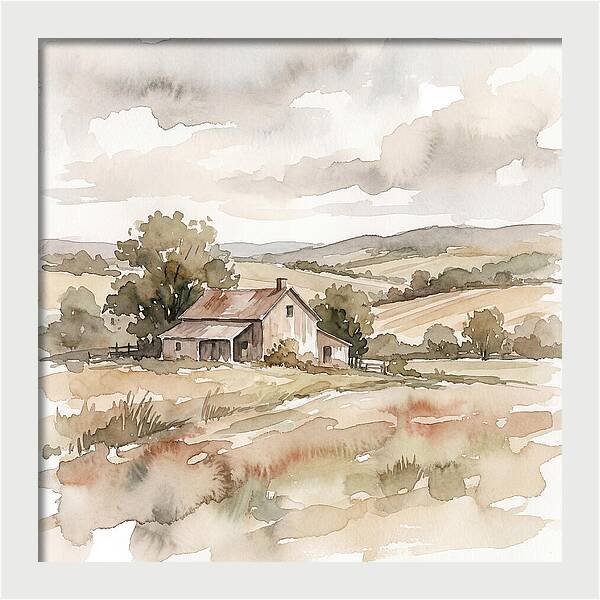 Farmhouse Serenity In Watercolor