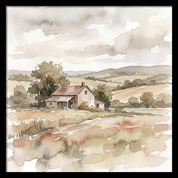 Farmhouse Serenity In Watercolor