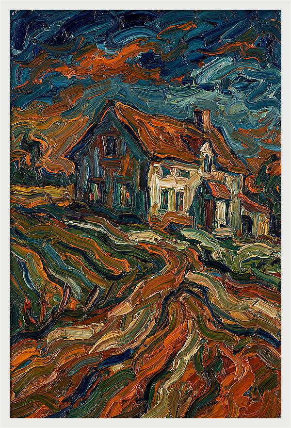 Farmhouse Under Dramatic Skies