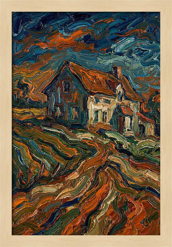 Farmhouse Under Dramatic Skies