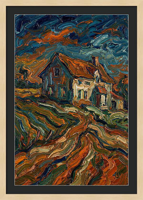 Farmhouse Under Dramatic Skies