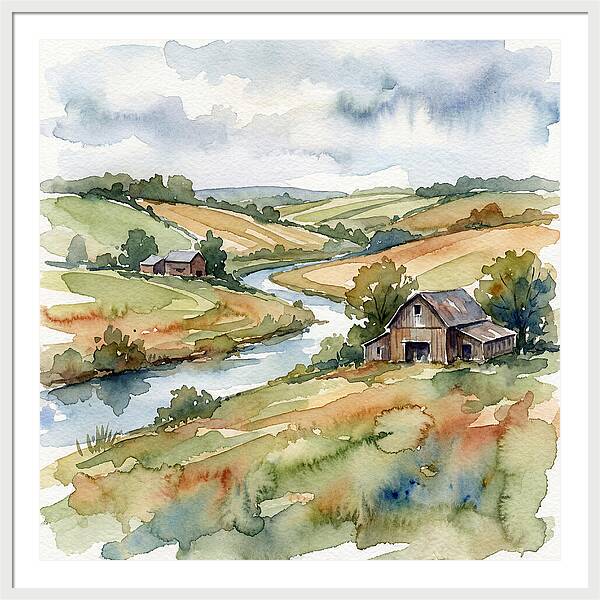 Farmland Serenity In Watercolor