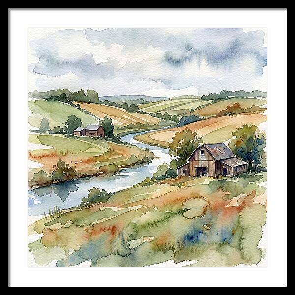 Farmland Serenity In Watercolor