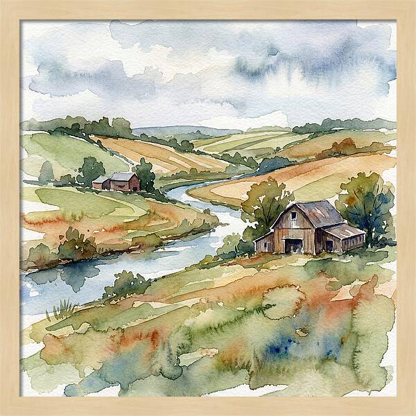 Farmland Serenity In Watercolor