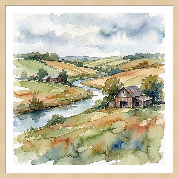 Farmland Serenity In Watercolor