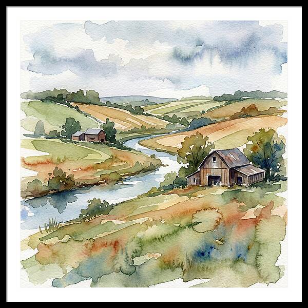 Farmland Serenity In Watercolor