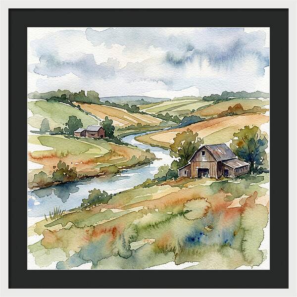 Farmland Serenity In Watercolor