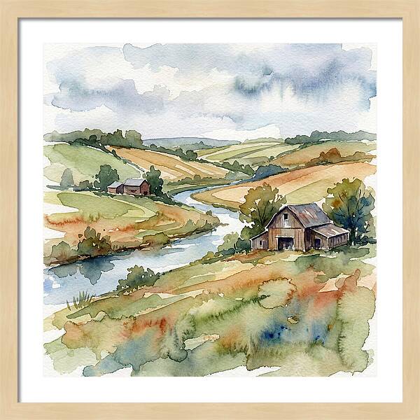 Farmland Serenity In Watercolor