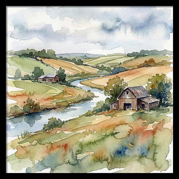 Farmland Serenity In Watercolor
