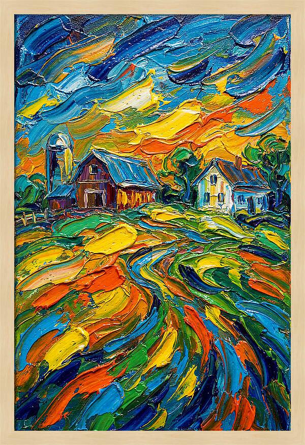 Farmstead Under Vibrant Skies