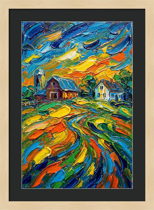 Farmstead Under Vibrant Skies
