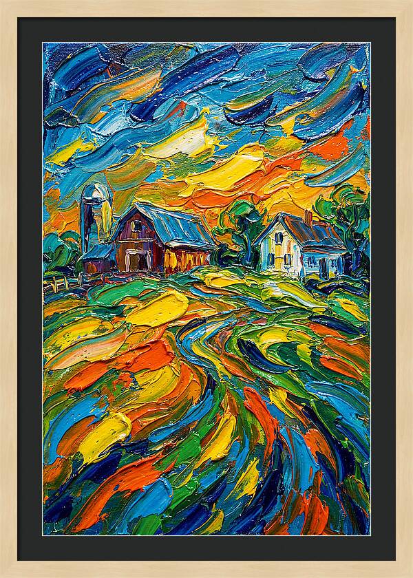 Farmstead Under Vibrant Skies