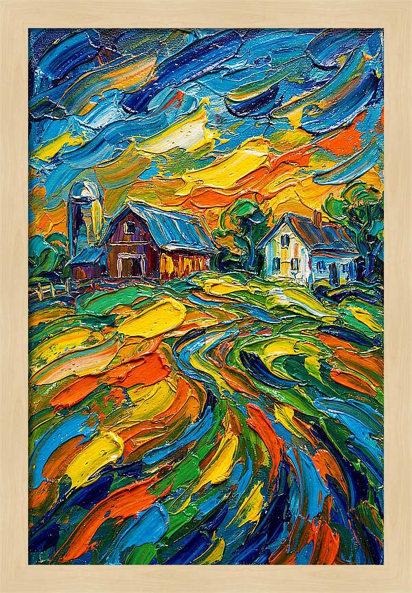 Farmstead Under Vibrant Skies