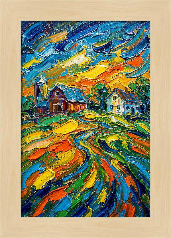 Farmstead Under Vibrant Skies