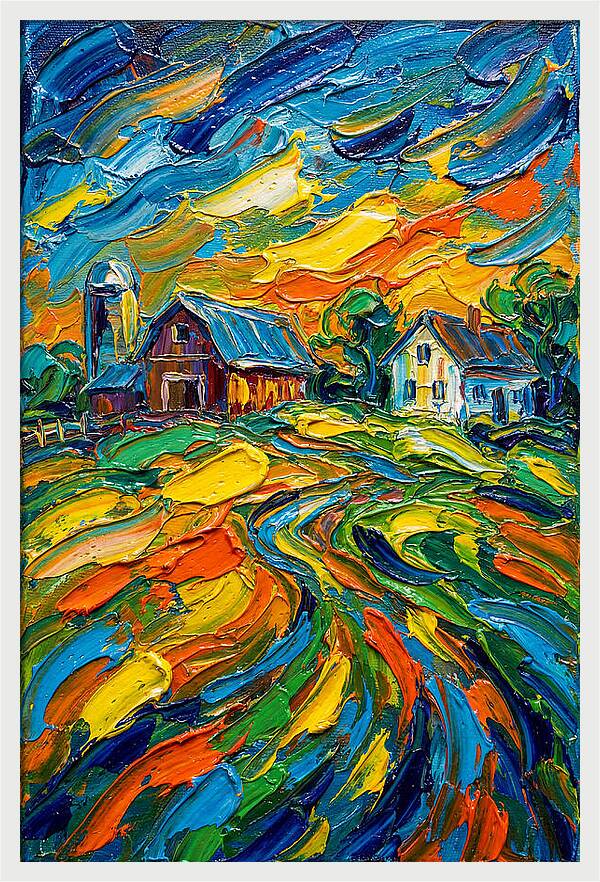Farmstead Under Vibrant Skies