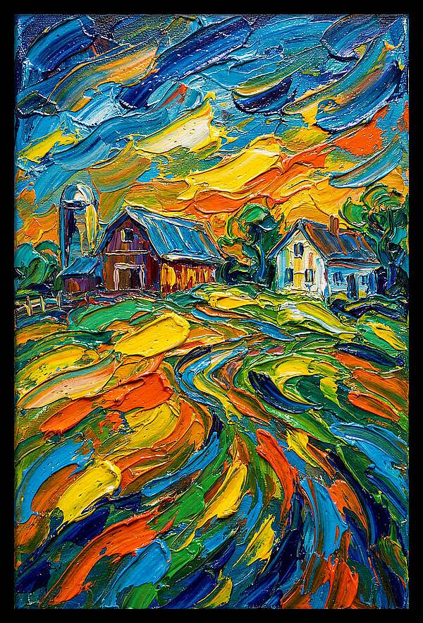 Farmstead Under Vibrant Skies