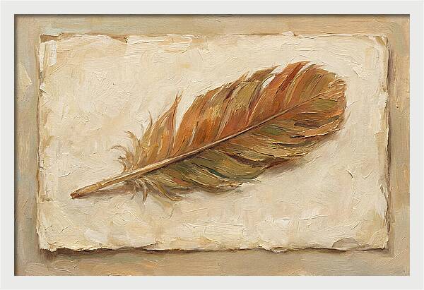 Feather Resting On Paper