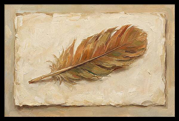 Feather Resting On Paper
