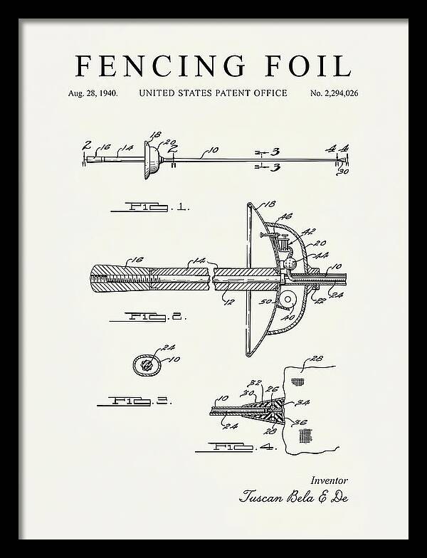 Fencing Foil Minimalist Patent Us2294026a
