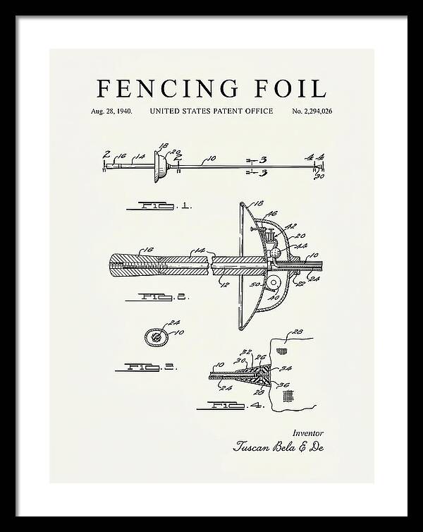 Fencing Foil Minimalist Patent Us2294026a
