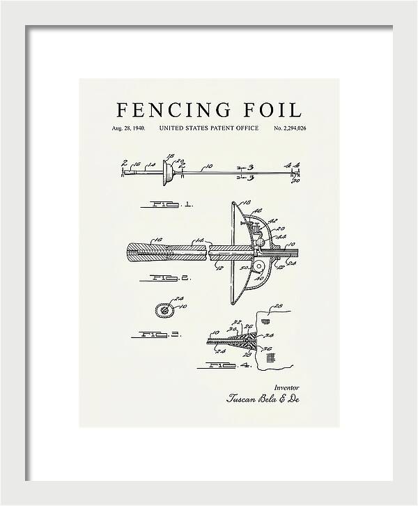 Fencing Foil Minimalist Patent Us2294026a