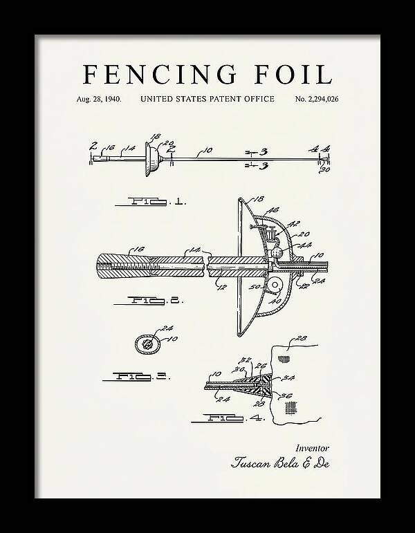Fencing Foil Minimalist Patent Us2294026a