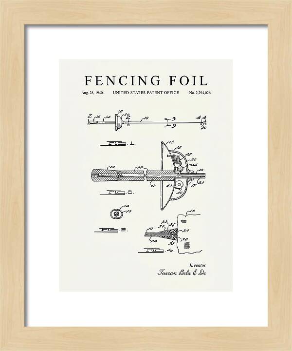 Fencing Foil Minimalist Patent Us2294026a