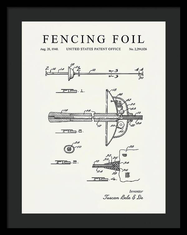 Fencing Foil Minimalist Patent Us2294026a