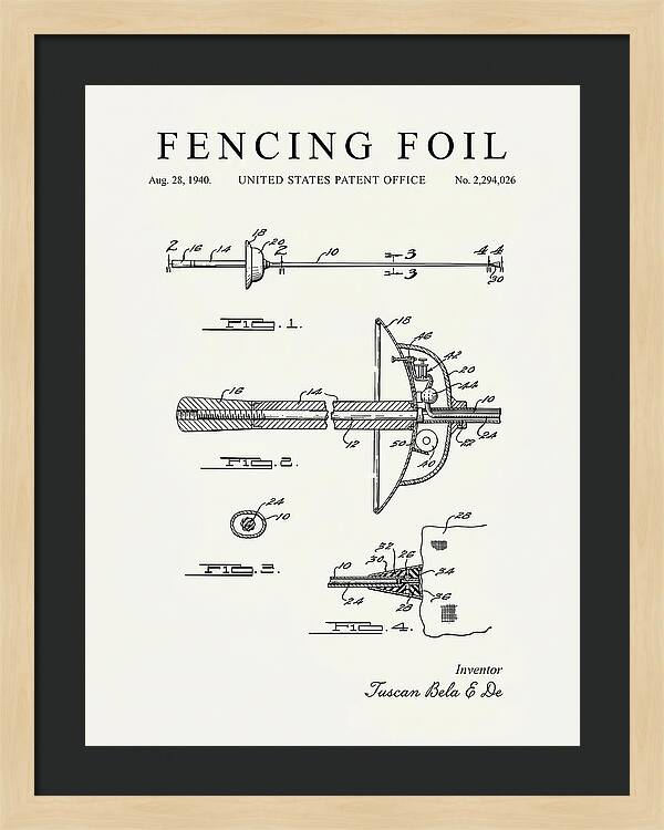 Fencing Foil Minimalist Patent Us2294026a