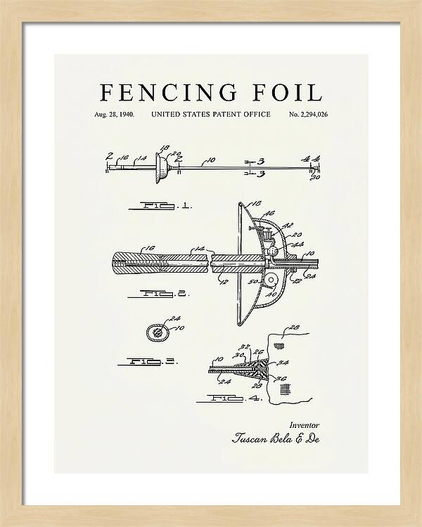 Fencing Foil Minimalist Patent Us2294026a