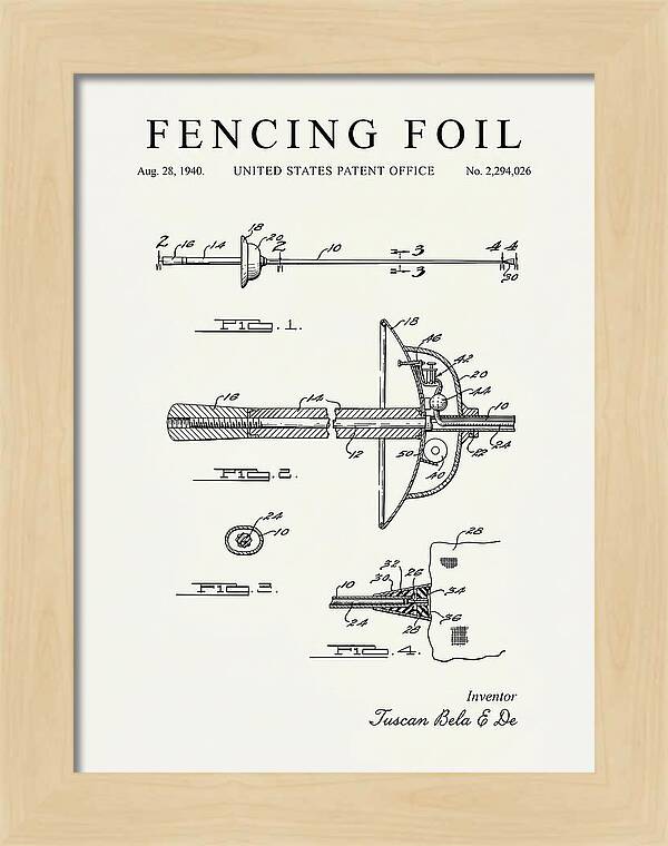 Fencing Foil Minimalist Patent Us2294026a
