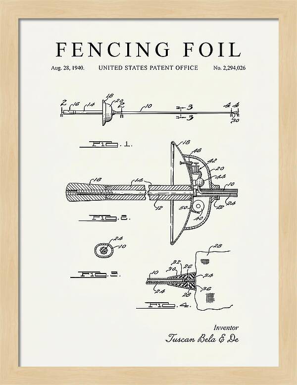 Fencing Foil Minimalist Patent Us2294026a